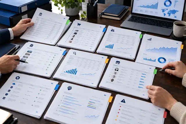 Online-business evidence arranged as a claim ledger.