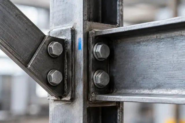 Close-up of an engineered connection illustrating structural dependence.